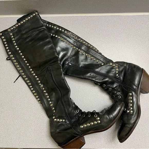 Jeffrey Campbell x Free People Leather Studded Joe Boots