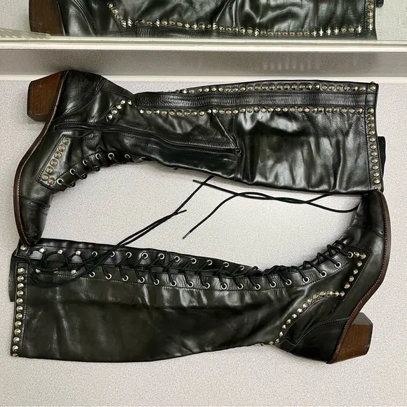 Jeffrey Campbell x Free People Leather Studded Joe Boots
