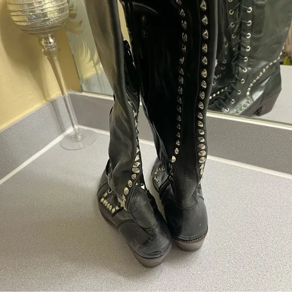Jeffrey Campbell x Free People Leather Studded Joe Boots