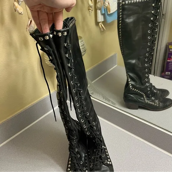Jeffrey Campbell x Free People Leather Studded Joe Boots