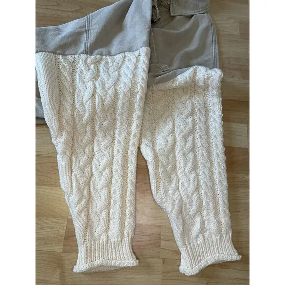 Jena Green By Apricot Lane Cable Knit Sweater Denim Jacket Large 100% Cotton
