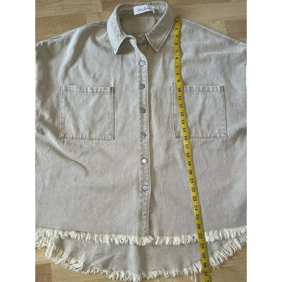 Jena Green By Apricot Lane Cable Knit Sweater Denim Jacket Large 100% Cotton