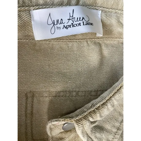Jena Green By Apricot Lane Cable Knit Sweater Denim Jacket Large 100% Cotton