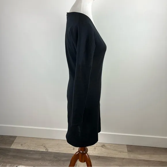Jenni Kayne Black Wool Silk Trim Sweater Dress Size Large Minimalist Quiet Luxe