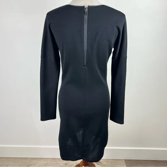 Jenni Kayne Black Wool Silk Trim Sweater Dress Size Large Minimalist Quiet Luxe