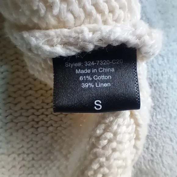 Jenni Kayne Women's Ivory Cruise‎ Boyfriend Cotton Linen Sweater Size S Designer