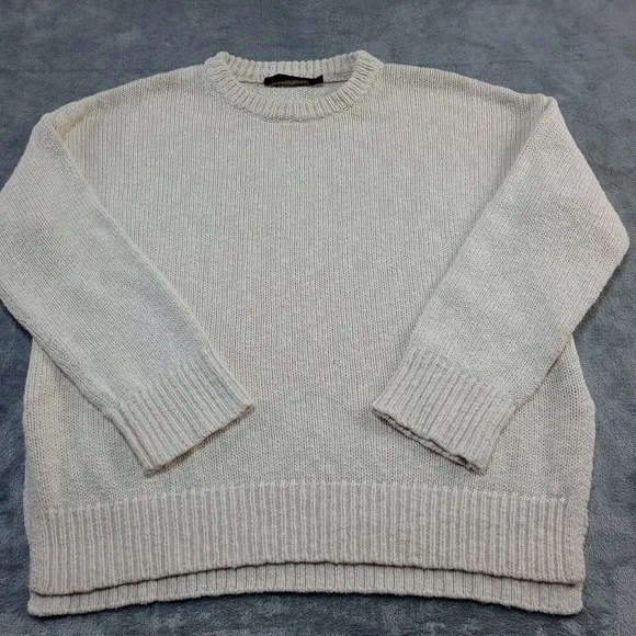 Jenni Kayne Women's Ivory Cruise‎ Boyfriend Cotton Linen Sweater Size S Designer
