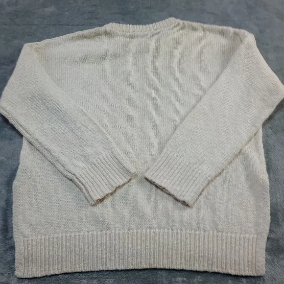 Jenni Kayne Women's Ivory Cruise‎ Boyfriend Cotton Linen Sweater Size S Designer