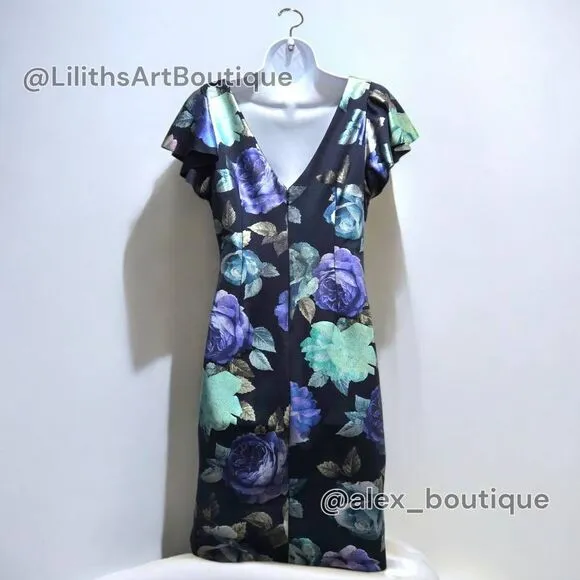 Jessica Howard Floral Runch Sheath Midi Dress(C034)-Size 10 for Women