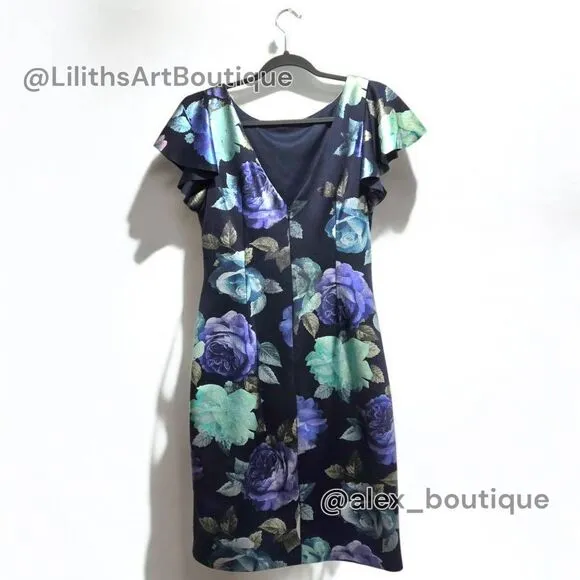 Jessica Howard Floral Runch Sheath Midi Dress(C034)-Size 10 for Women