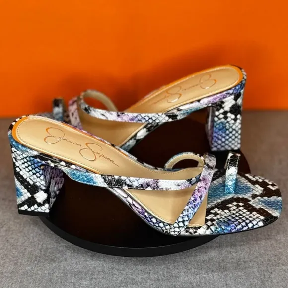 Jessica Simpson Willmena Blue Blue Black Snake Alligator Size 8 NEW WITH BOX