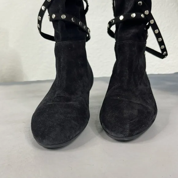 Jimmy Choo Black Suede Studded Flat Knee Boots