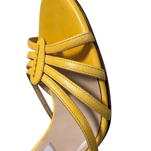 Jimmy Choo Leather Sunshine Yellow Strappy Sandal Heels 36.5