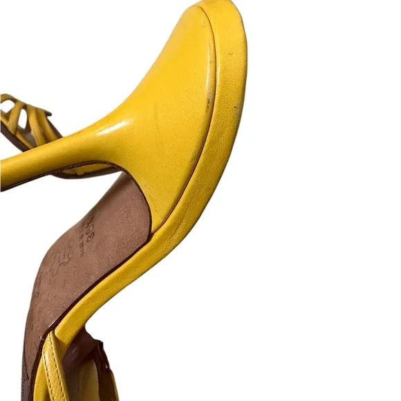 Jimmy Choo Leather Sunshine Yellow Strappy Sandal Heels 36.5