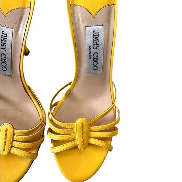 Jimmy Choo Leather Sunshine Yellow Strappy Sandal Heels 36.5