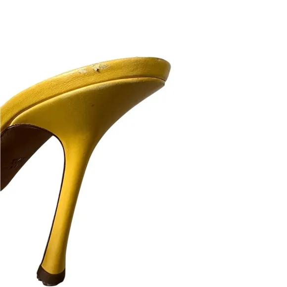 Jimmy Choo Leather Sunshine Yellow Strappy Sandal Heels 36.5