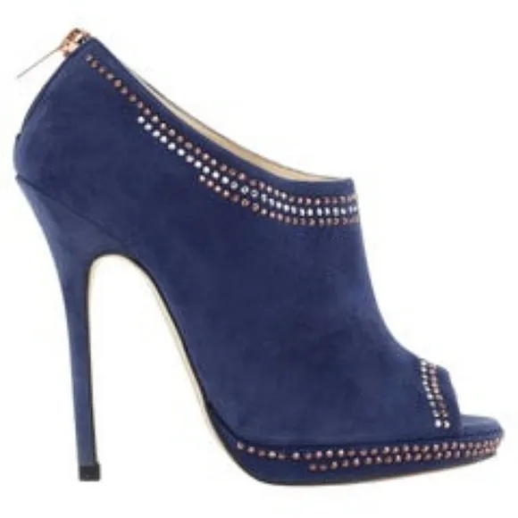 Jimmy Choo London Pumps Heels Booties Shoes Stiletto Suede Leather Italy Sz 39