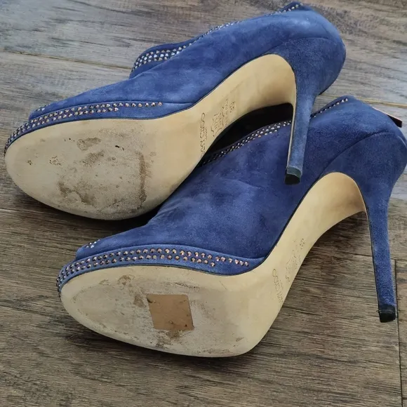 Jimmy Choo London Pumps Heels Booties Shoes Stiletto Suede Leather Italy Sz 39