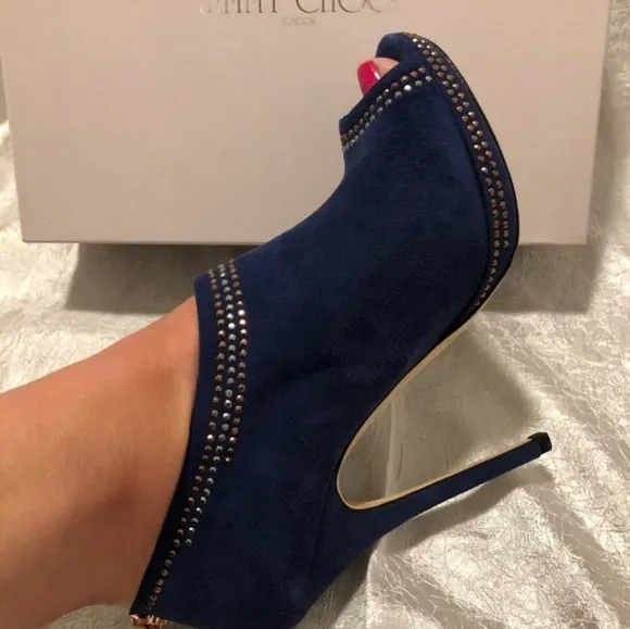 Jimmy Choo London Pumps Heels Booties Shoes Stiletto Suede Leather Italy Sz 39