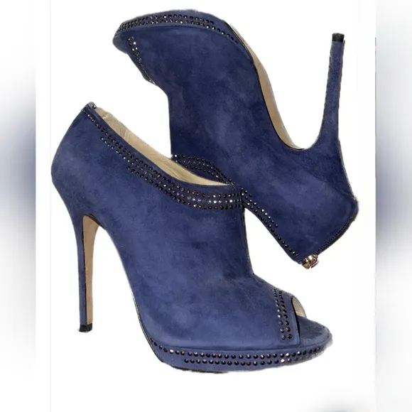 Jimmy Choo London Pumps Heels Booties Shoes Stiletto Suede Leather Italy Sz 39