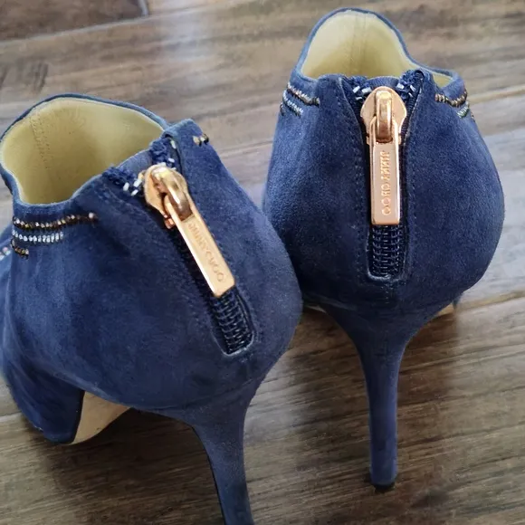 Jimmy Choo London Pumps Heels Booties Shoes Stiletto Suede Leather Italy Sz 39