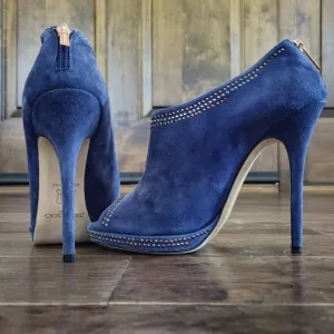 Jimmy Choo London Pumps Heels Booties Shoes Stiletto Suede Leather Italy Sz 39