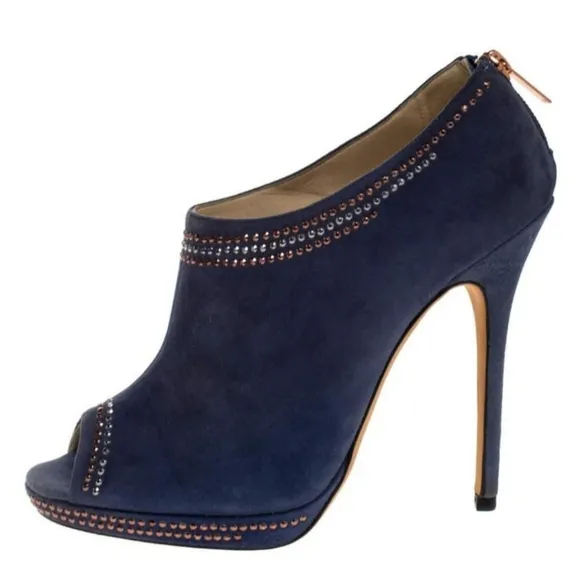 Jimmy Choo London Pumps Heels Booties Shoes Stiletto Suede Leather Italy Sz 39