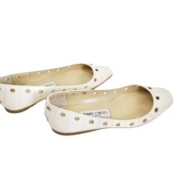 Jimmy Choo Patent Leather White Flat Shoes