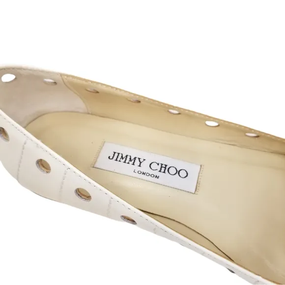 Jimmy Choo Patent Leather White Flat Shoes