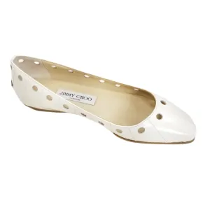 Jimmy Choo Patent Leather White Flat Shoes