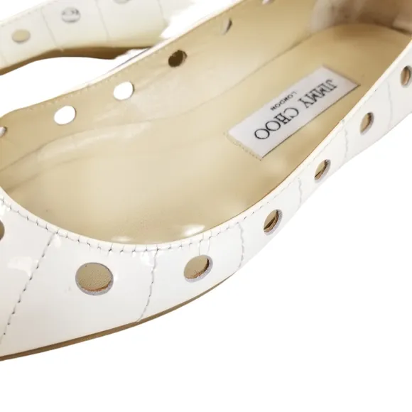 Jimmy Choo Patent Leather White Flat Shoes