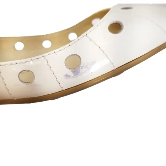 Jimmy Choo Patent Leather White Flat Shoes
