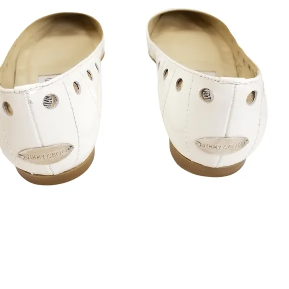 Jimmy Choo Patent Leather White Flat Shoes