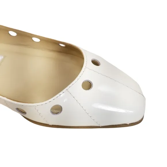 Jimmy Choo Patent Leather White Flat Shoes