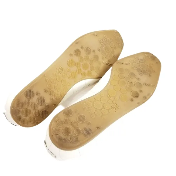 Jimmy Choo Patent Leather White Flat Shoes