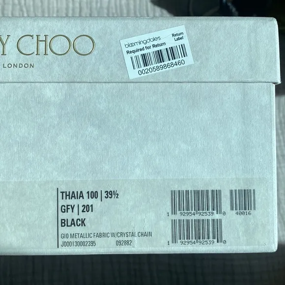 ✨JIMMY CHOO Thaia 100 Strappy High-Heel Crystal Sandals Black Size 39.5 ✨