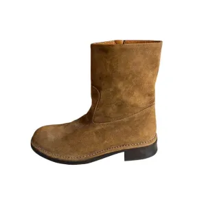John Varvartos Suede Zip Up Boots Whiskey Brown 9.5