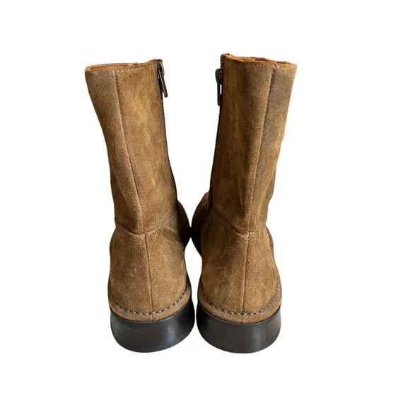 John Varvartos Suede Zip Up Boots Whiskey Brown 9.5