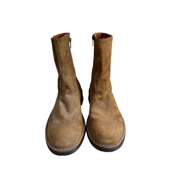 John Varvartos Suede Zip Up Boots Whiskey Brown 9.5