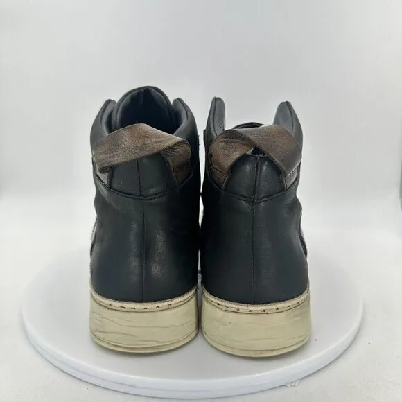 John Varvatos 315 Men Size 8.5M F2166P3 Black Brown Leather Hi Top Casual Shoes