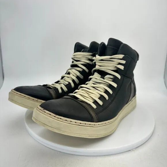 John Varvatos 315 Men Size 8.5M F2166P3 Black Brown Leather Hi Top Casual Shoes