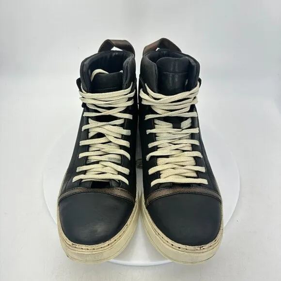 John Varvatos 315 Men Size 8.5M F2166P3 Black Brown Leather Hi Top Casual Shoes