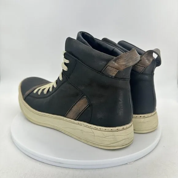 John Varvatos 315 Men Size 8.5M F2166P3 Black Brown Leather Hi Top Casual Shoes