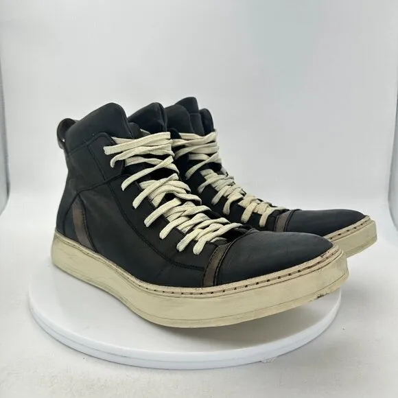 John Varvatos 315 Men Size 8.5M F2166P3 Black Brown Leather Hi Top Casual Shoes