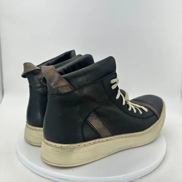 John Varvatos 315 Men Size 8.5M F2166P3 Black Brown Leather Hi Top Casual Shoes