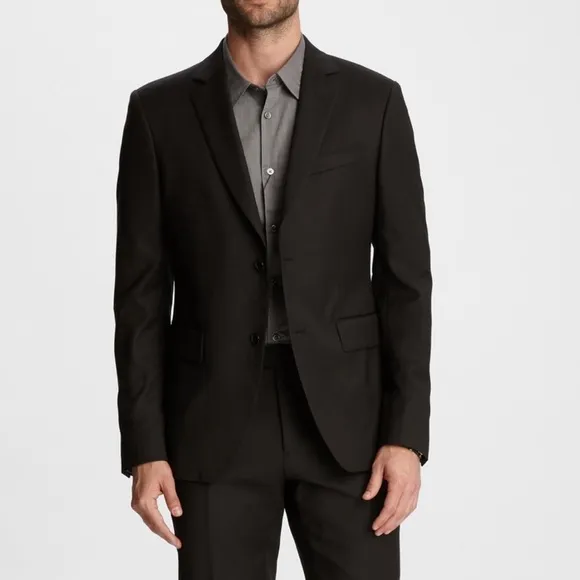 John Varvatos Blazer Coat Men’s 36R Two Button Jacket Black Wool Casual Suit