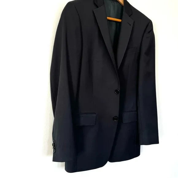 John Varvatos Blazer Coat Men’s 36R Two Button Jacket Black Wool Casual Suit