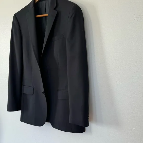 John Varvatos Blazer Coat Men’s 36R Two Button Jacket Black Wool Casual Suit