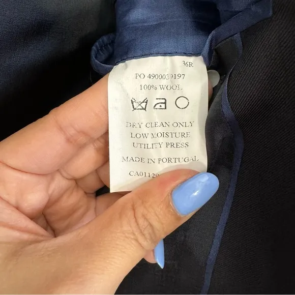 John Varvatos Blazer Coat Men’s 36R Two Button Jacket Black Wool Casual Suit