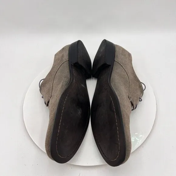John Varvatos Men Size 10M Grey Suede Plain Toe Lace Up Low Flat Shoes